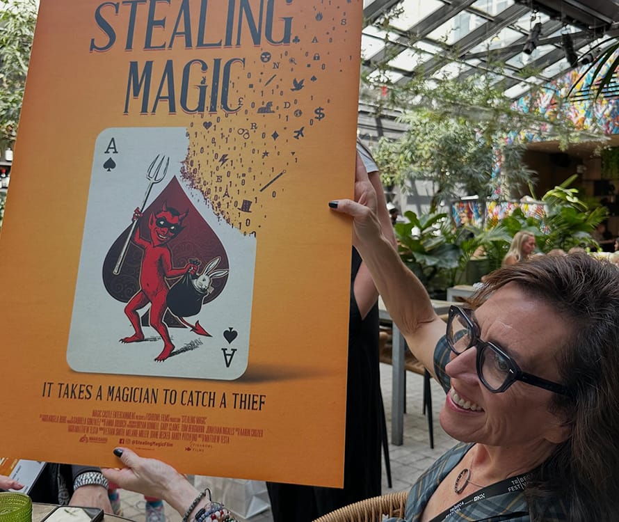 Diane Becker with Stealing Magic Documentary Poster
